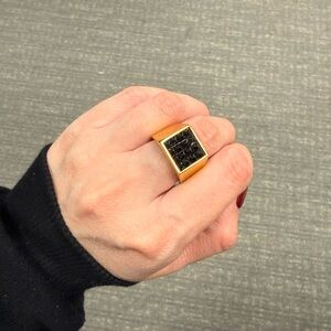 Gold and Black Men's Studded Ring 8, 9, 11